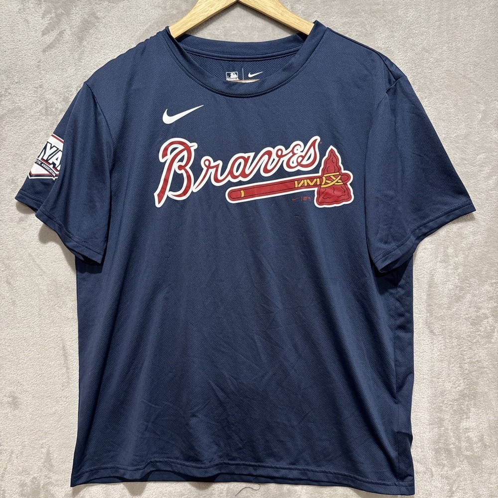 Nike Team MLB Legend Performance Size M Blue Atlanta Braves T-shirt Logo
